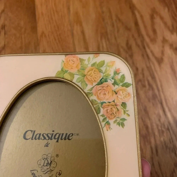 Vintage Classique de Loui Michel cie Pink Rose Hand Made Enameled Picture Frame - Picture 5 of 6